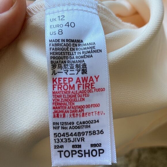 Topshop Bardot Structured Off Shoulder Shirt Blush Cream Size 8 - Picture 14 of 15